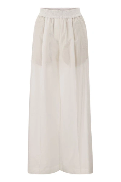 Brunello Cucinelli Relaxed Light Cotton Trousers In White