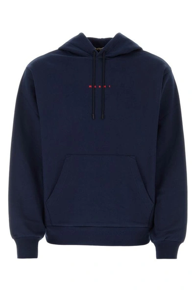 Marni Long Sleeved Hooded Sweatshirt In Lob95 Dark Blue