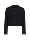 Miu Miu Tweed Jacket With Sequined Trims In Blue
