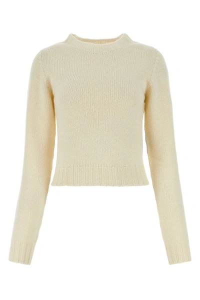 Palm Angels Woman Ivory Wool Blend Sweater In White