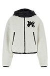 PALM ANGELS PALM ANGELS WOMAN WHITE TEDDY FABRIC PADDED JACKET