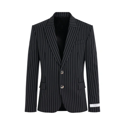 Balmain Pinestripe 2 Buttons Jacket In Black