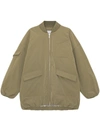 Ganni Oversized Multiple-pocket Bomber Jacket In Kaki