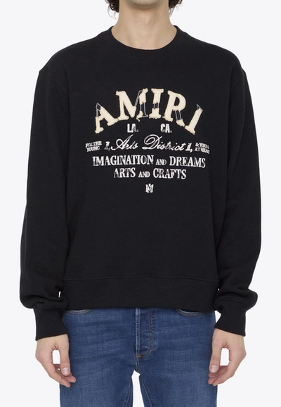 Amiri Distressed Arts District Sweatshirt In Brown