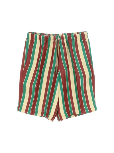 Dries Van Noten Striped Drawstring Shorts In Bordeaux