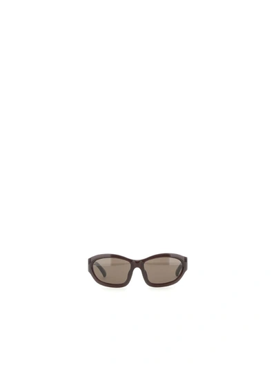 Dries Van Noten Square Frame Sunglasses In C1 Sun Dark Brown/ Silver/ Brown