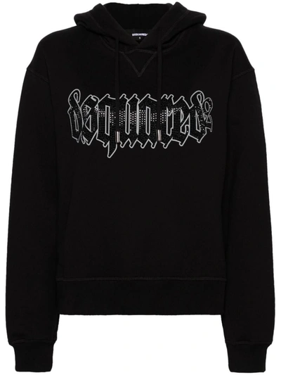 Dsquared2 Logo-print Cotton Hoodie In Negro