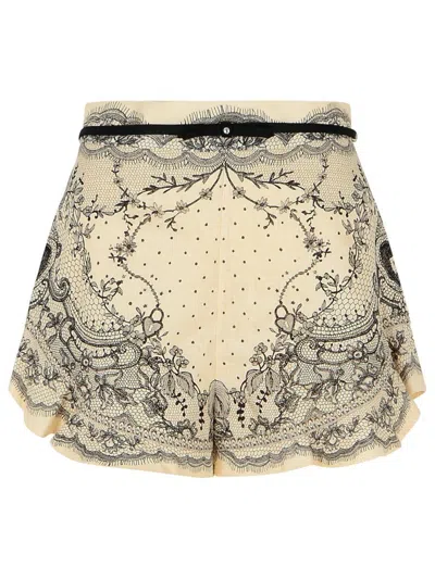 801 Zimmermann 'crush' Ivory Linen Shorts In Beige