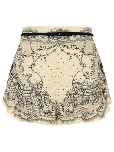 ZIMMERMANN ZIMMERMANN 'CRUSH' IVORY LINEN SHORTS