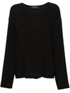 Fabiana Filippi Beaded Trim Crepe Top With Drop Shoulder In Black