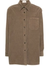 The Row Idro Corduroy Collared Shirt In Camel