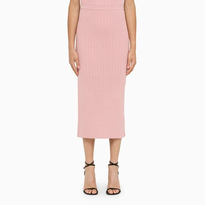 Alessandra Rich Knit Midi Skirt In Pink