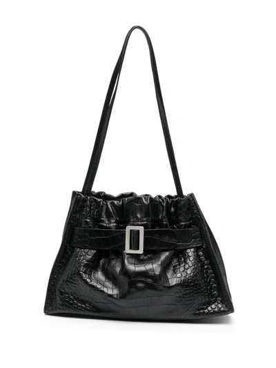 Boyy Scrunchy Satchel Soft Croco Embossed Leather Shoulder Bag In Black