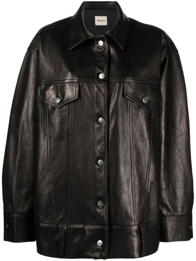 Khaite Grizzo Leather Jacket In Black
