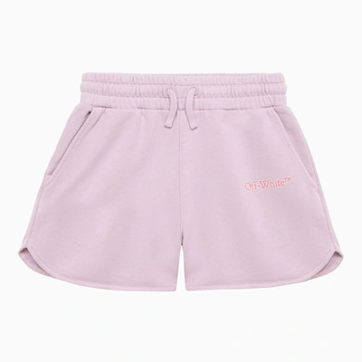 Off-white Kids' Bookish Brand-print Cotton-jersey Shorts 8-12 Years In Purple