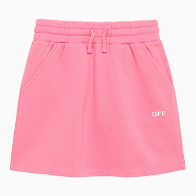 Off-white Kids' Off White™ Fuchsia Cotton Skirt With Logo Off In Pink