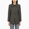 Ganni Single Breasted Jacket With Grey Stripes In Grey