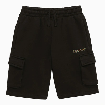 OFF-WHITE BLACK COTTON SHORTS WITH SKETCH LOGO