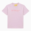 OFF-WHITE BIG BOOKISH LILAC COTTON T-SHIRT WITH LOGO
