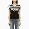 GIVENCHY GIVENCHY | BLACK AND WHITE COTTON CREW-NECK T-SHIRT WITH LOGO