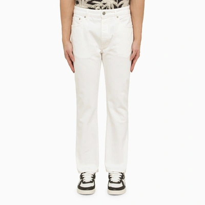 PALM ANGELS PALM ANGELS WHITE JEANS WITH MONOGRAM EMBROIDERY