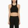Palm Angels Monogram Jacquard Cropped Top In Black