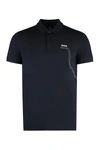 Hugo Boss Structured-cotton Polo Shirt With Zip Neck In Black