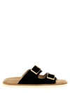 Brunello Cucinelli Double-buckle Suede Sandals In Black