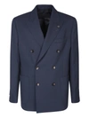 Lardini Double-breasted Blue Jacket In Blue