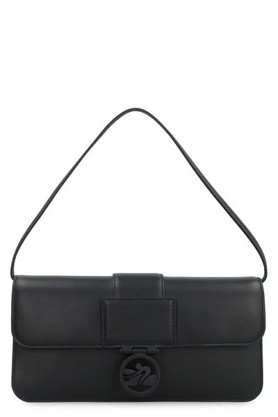 Longchamp Medium Box-trot Leather Shoulder Bag In Black