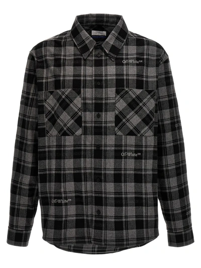 Off-white Check Flann Shirt In Gray