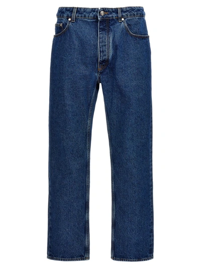 Palm Angels 'lw Monogram' Denim Trousers In Blue
