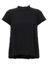 Sacai Pleated Cotton Jersey T-shirt In Black