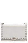 Valentino Rockstud Metallic Leather Wallet On Chain In S13 Silver