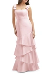 DESSY COLLECTION BOW SHOULDER TIERED GOWN