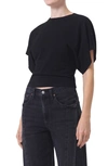 Agolde Britt Dolman-sleeve Cotton T-shirt In Black