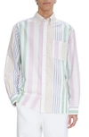 Apc A.p.c. Mateo Oversize Stripe Organic Cotton Button-down Shirt In Saa White Multicolor