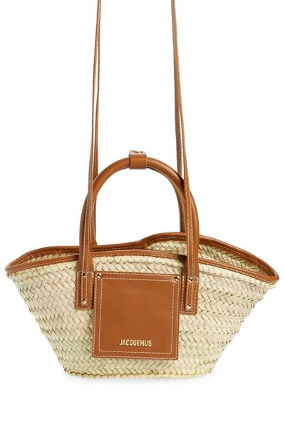 Jacquemus Le Petit Panier Soli Woven Palm Basket Bag In Light Brown