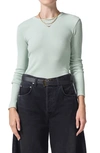 Citizen Of Humanity Citizens Of Humanity Bina Rib Crewneck Sweater In Pistachio