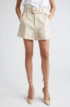 Cinq À Sept Aldi Belted High-rise Stitched Shorts In Khaki