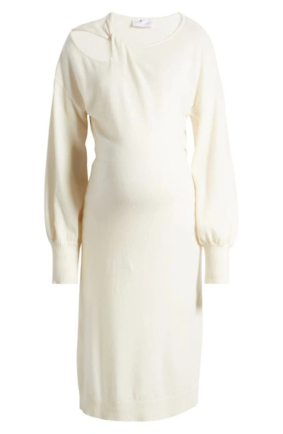 Emilia George Gaia Cutout Long Sleeve Wool & Cashmere Maternity Sweater Dress In White
