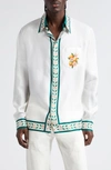 Casablanca Oranges En Fleur Printed Silk Shirt In White