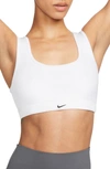 Nike Women's Alate All U Light-support Lightly Lined Ribbed Sports Bra In White