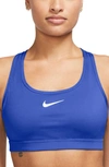 Nike Dri-fit Swoosh Medium Support Padded Sports Bra In Hyper Royal/ Black