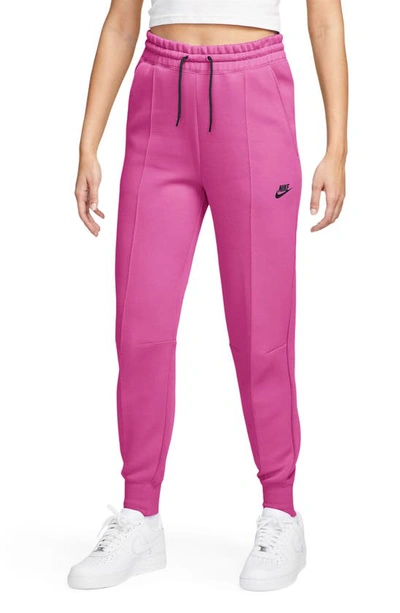 Nike Women's  Sportswear Tech Fleece Mid-rise Jogger Pants In Black/pink