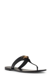 Versace Medusa Leather Flat Thong Sandals In Black- Gol
