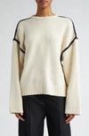 Totême Cashmere-blend Knit Sweater With Embroidered Detail In Neutro