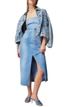 FREE PEOPLE STRAPLESS DENIM MIDI DRESS