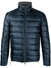 Herno Quilted Blue Puffer Jacket With High Collar In Blue