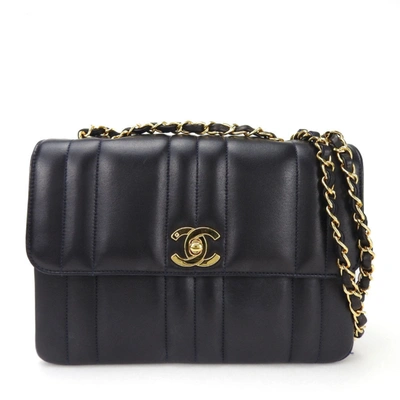 Pre-owned Chanel Flap Bag Navy Leather Shoulder Bag ()